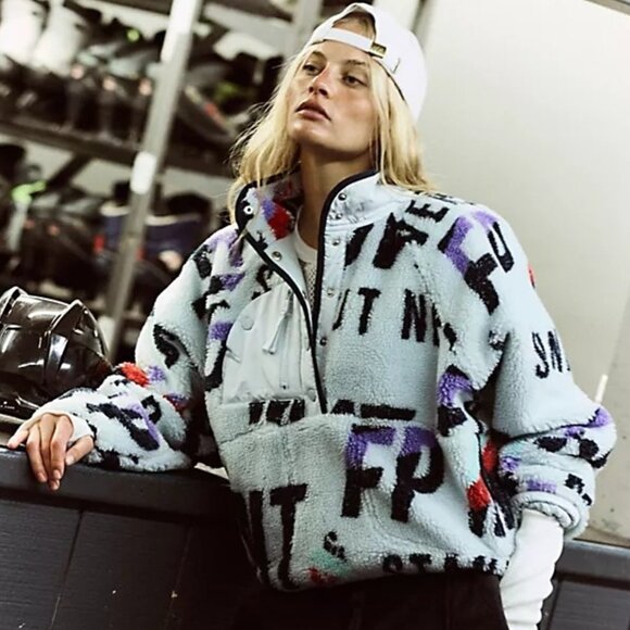 Free People Hit The Slopes Pullover Womens S Fleece Cozy Outdoors Boho Oversized - Picture 1 of 6